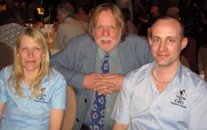 Feline fan and rescue-cat owner Rick Wakeman pictured with Rose and Steve